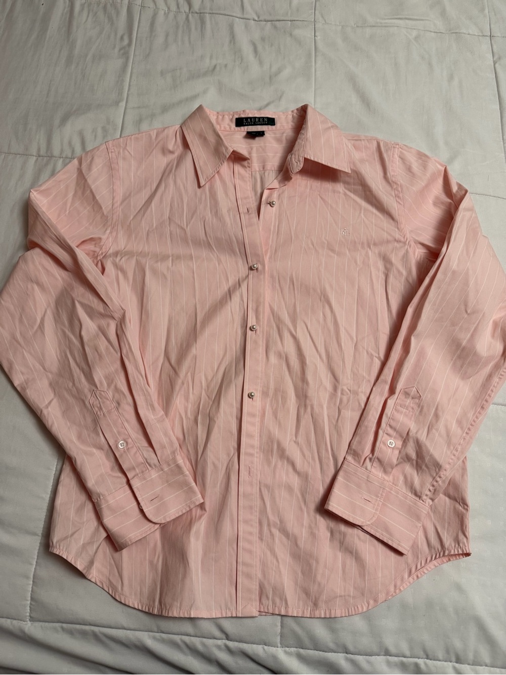 Lauren Ralph Lauren Pink Pearl Snap Button-Down Shirt